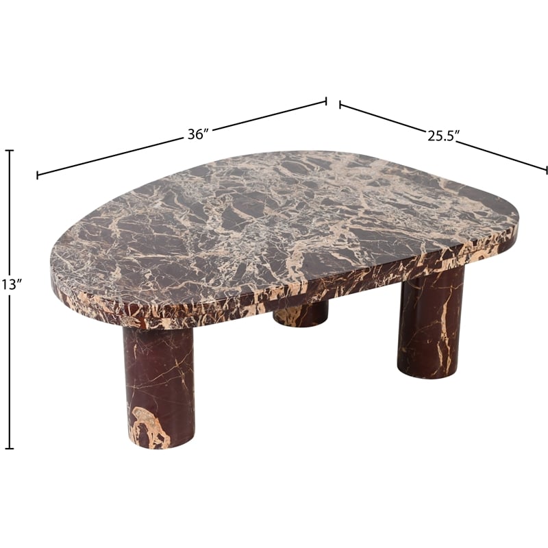 Meridian Furniture Messina Burgundy Genuine Marble Coffee Table