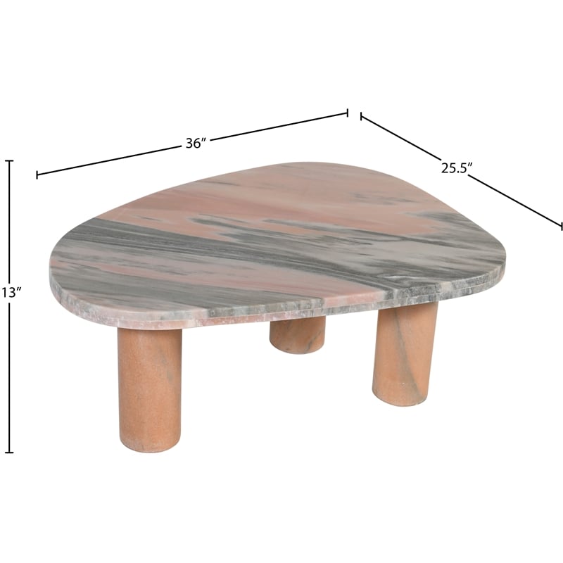 Meridian Furniture Messina Pink Genuine Marble Coffee Table