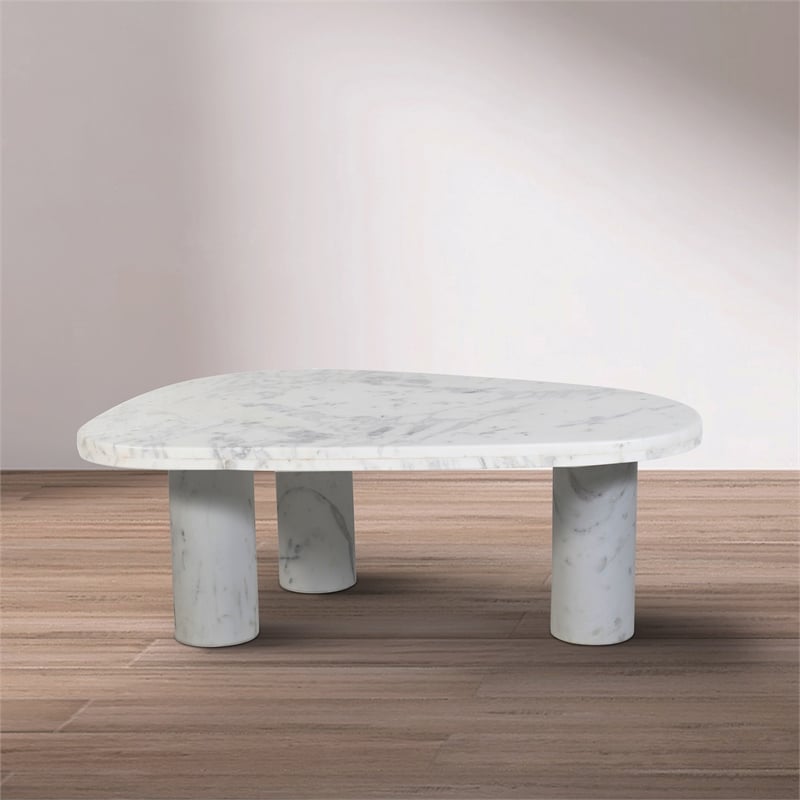 Meridian Furniture Messina White Genuine Marble Coffee Table
