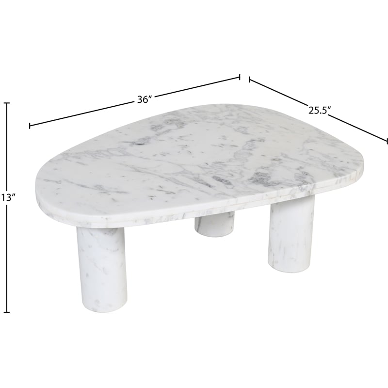 Meridian Furniture Messina White Genuine Marble Coffee Table