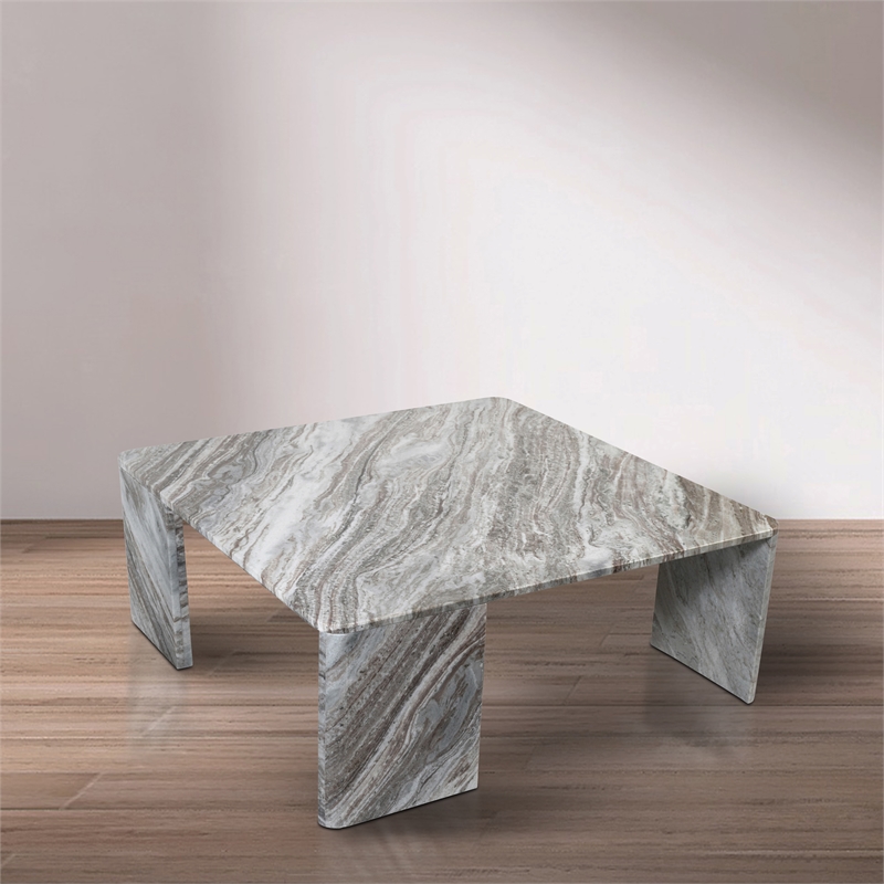 Meridian Furniture Livorno Brown Genuine Marble Coffee Table