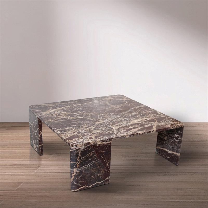 Meridian Furniture Livorno Burgundy Genuine Marble Coffee Table