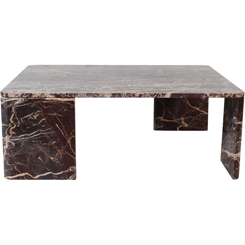 Meridian Furniture Livorno Burgundy Genuine Marble Coffee Table
