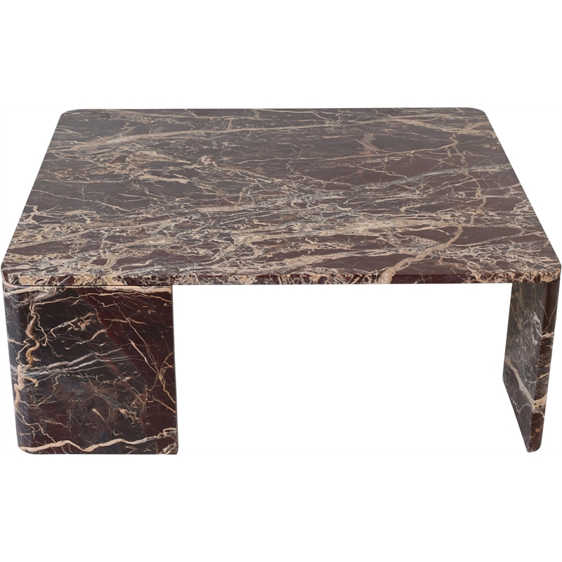 Meridian Furniture Livorno Burgundy Genuine Marble Coffee Table