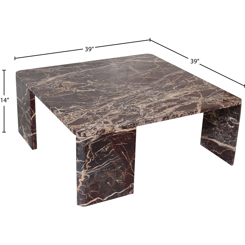 Meridian Furniture Livorno Burgundy Genuine Marble Coffee Table
