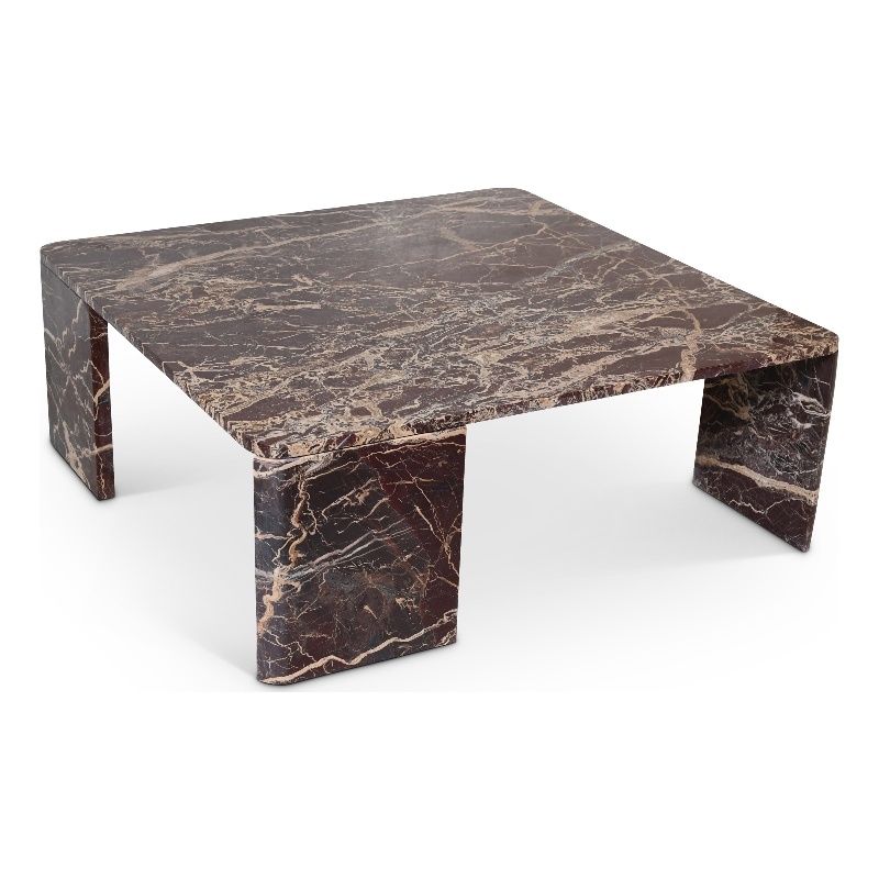 Meridian Furniture Livorno Burgundy Genuine Marble Coffee Table