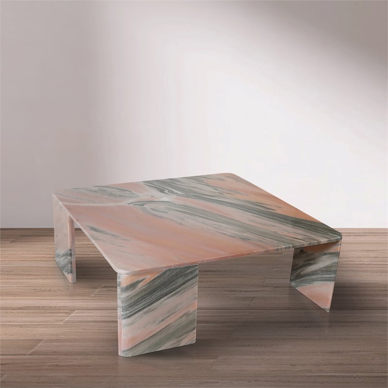 Meridian Furniture Livorno Pink Genuine Marble Coffee Table