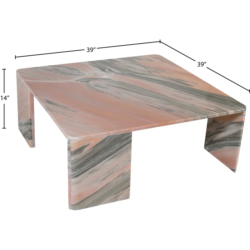 Meridian Furniture Livorno Pink Genuine Marble Coffee Table