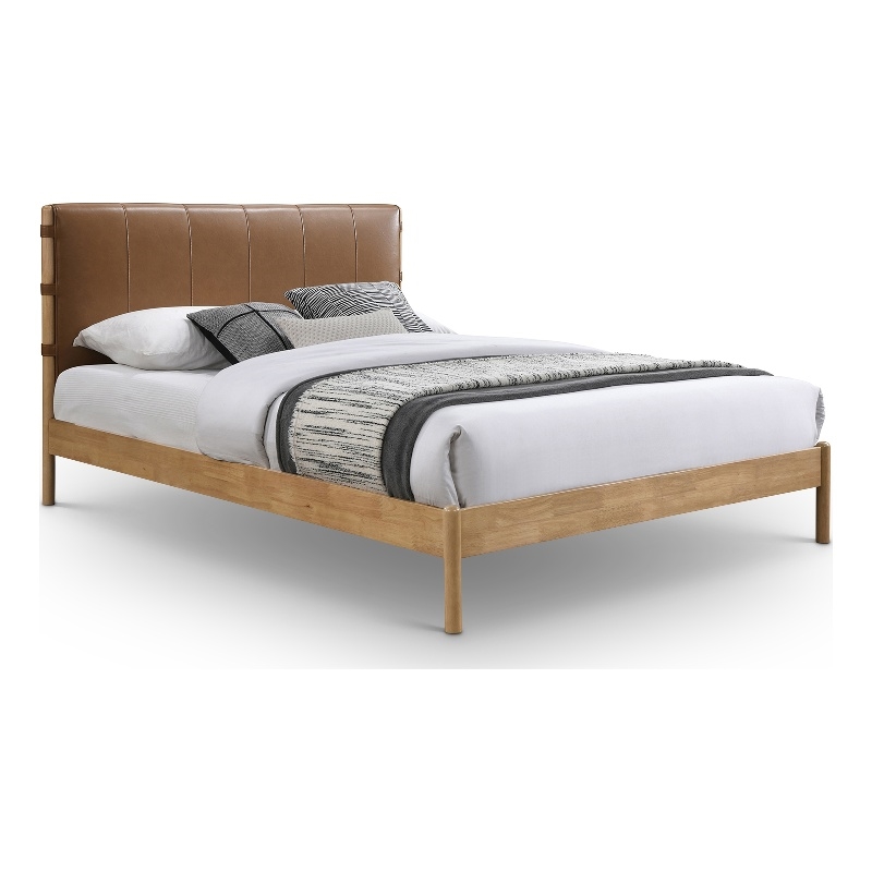 Meridian Furniture Asher Cognac Vegan Leather King Bed