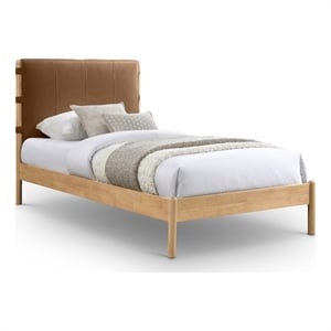 Meridian Furniture Asher Cognac Vegan Leather Twin Bed