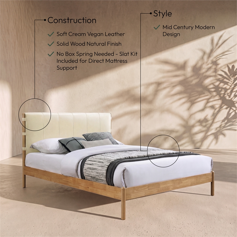 Meridian Furniture Asher Cream Vegan Leather King Bed
