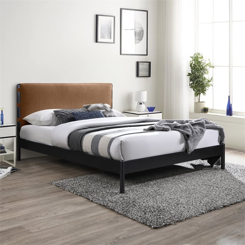 Meridian Furniture Abigail Cognac Vegan Leather Full Bed