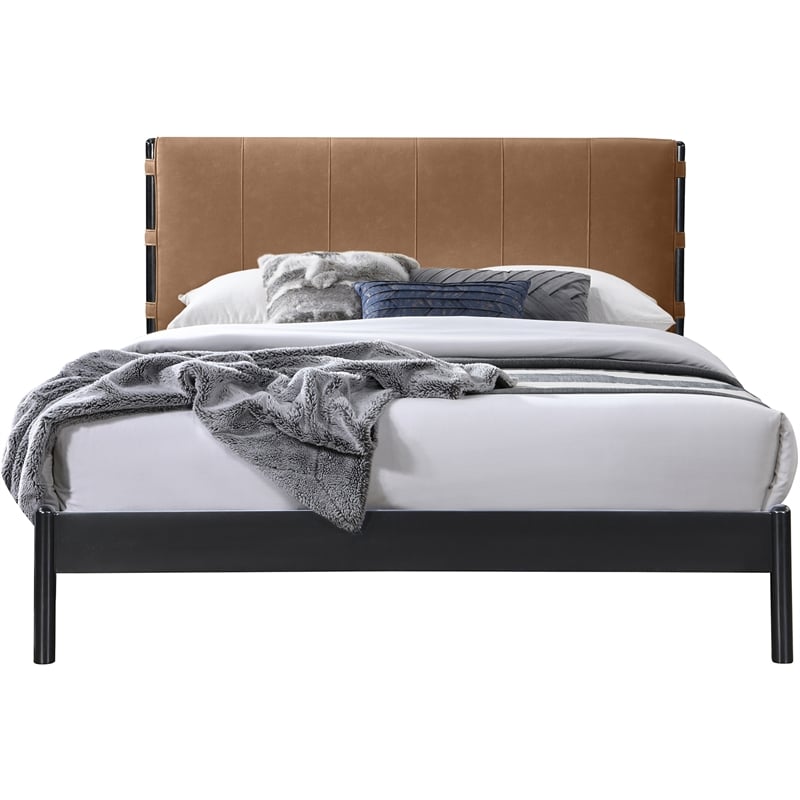 Meridian Furniture Abigail Cognac Vegan Leather Full Bed