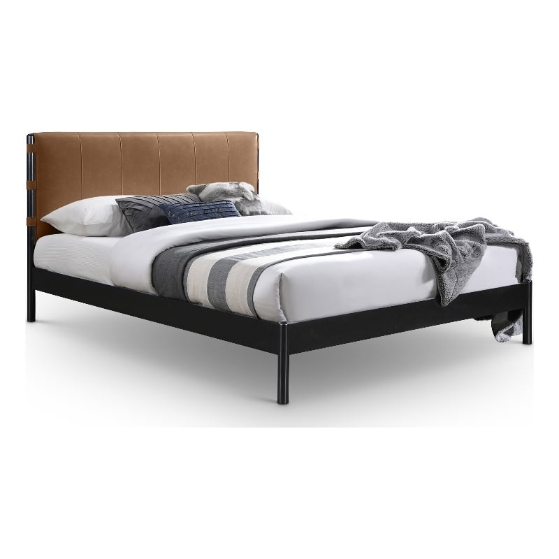 Meridian Furniture Abigail Cognac Vegan Leather Full Bed