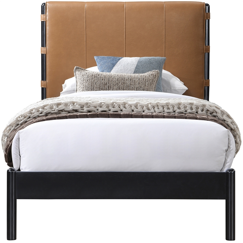 Meridian Furniture Abigail Cognac Vegan Leather Twin Bed