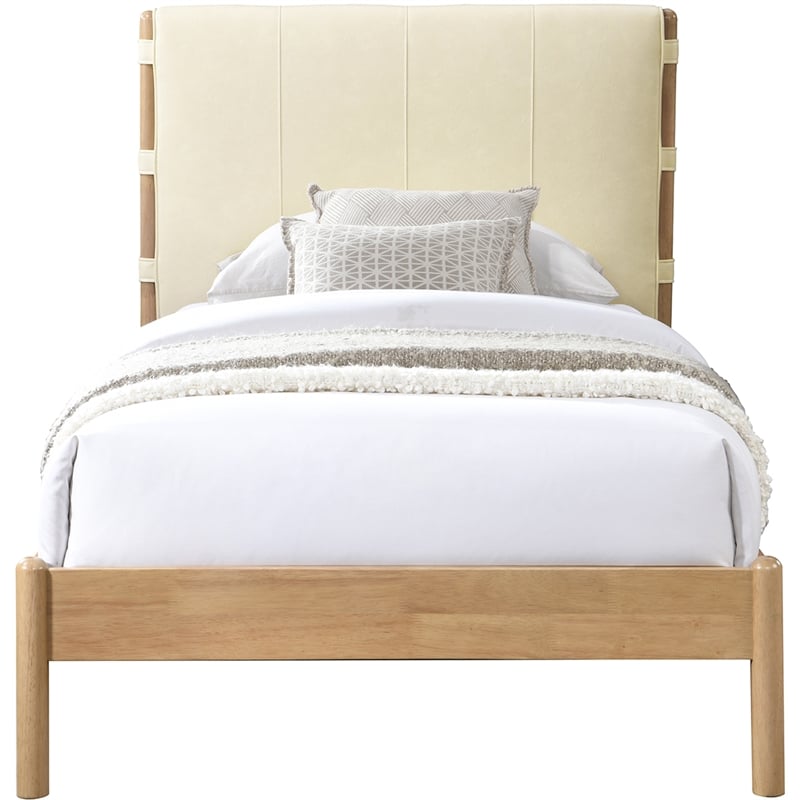 Meridian Furniture Asher Cream Vegan Leather Twin Bed