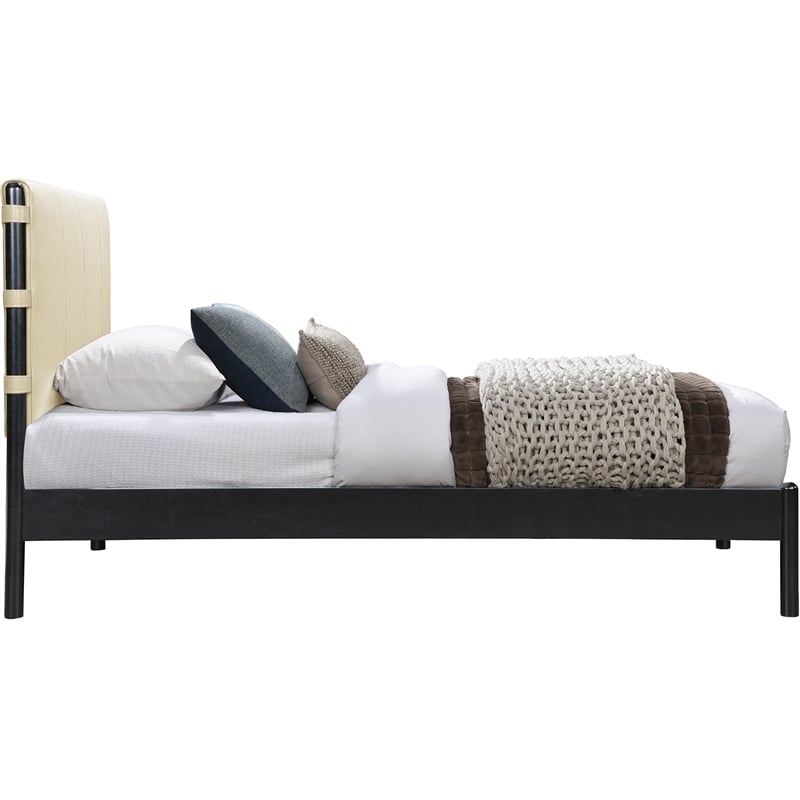 Meridian Furniture Abigail Cream Vegan Leather Twin Bed