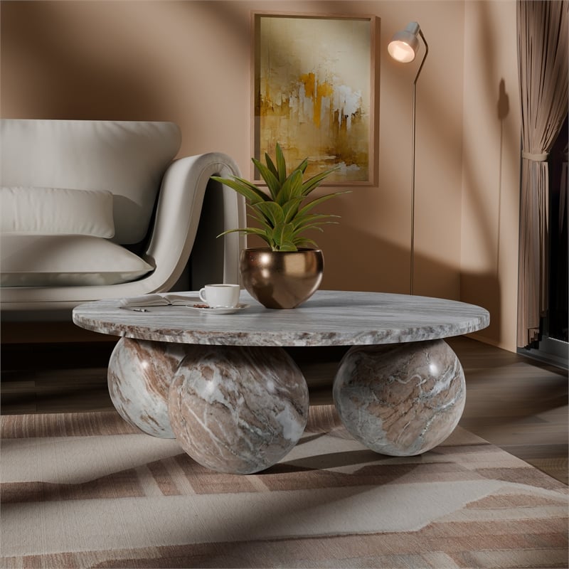 Meridian Furniture Spherical Brown Marble Coffee Table