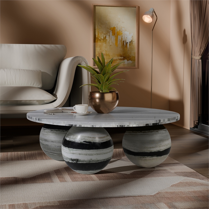 Meridian Furniture Spherical Panda Marble Coffee Table