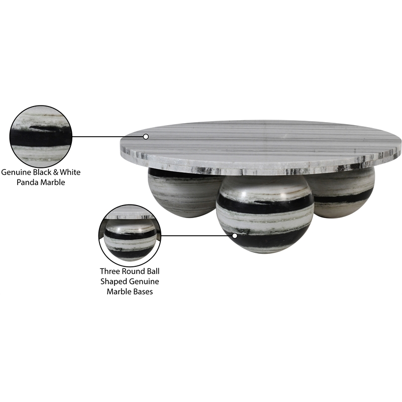 Meridian Furniture Spherical Panda Marble Coffee Table