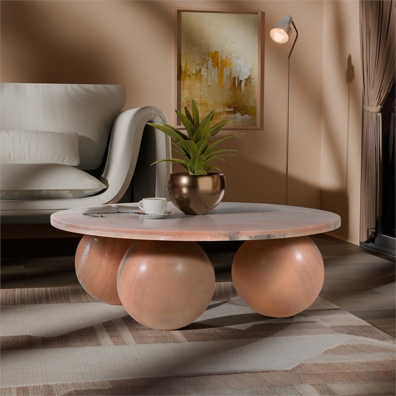 Meridian Furniture Spherical Pink Marble Coffee Table