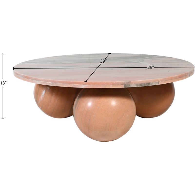 Meridian Furniture Spherical Pink Marble Coffee Table