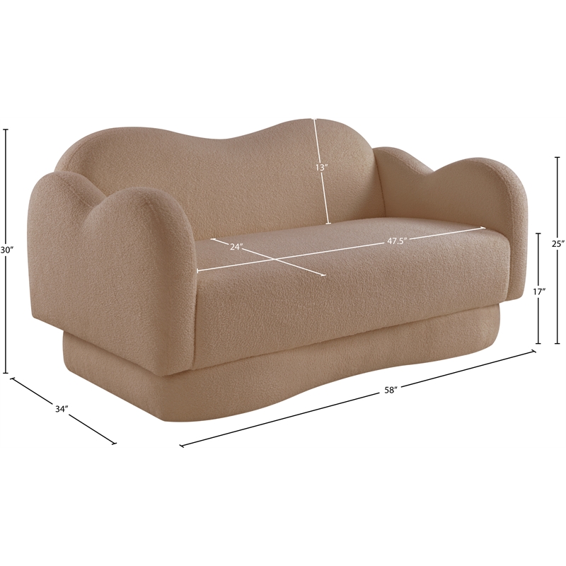 Meridian Furniture Bloom Beige Teddy Fabric Loveseat