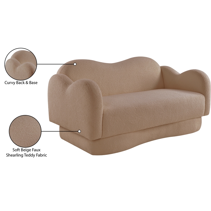 Meridian Furniture Bloom Beige Teddy Fabric Loveseat