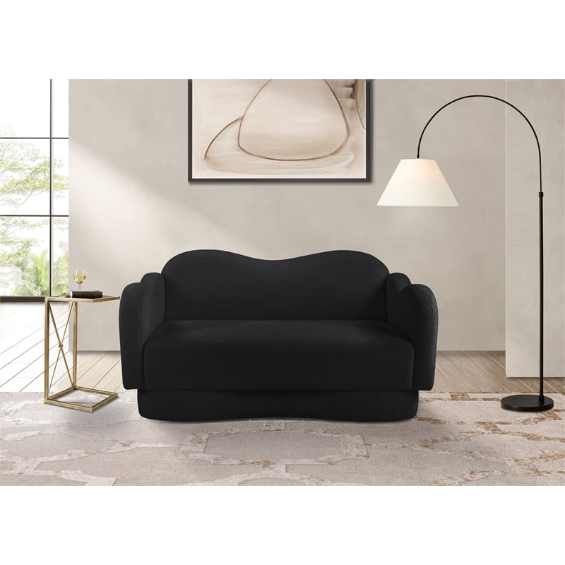 Meridian Furniture Bloom Black Teddy Fabric Loveseat