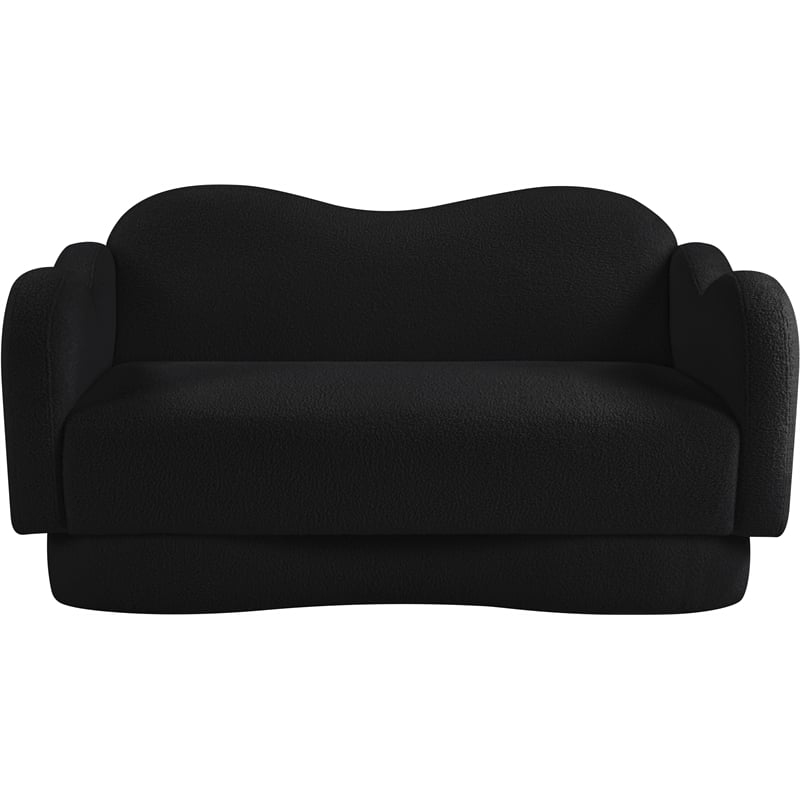Meridian Furniture Bloom Black Teddy Fabric Loveseat