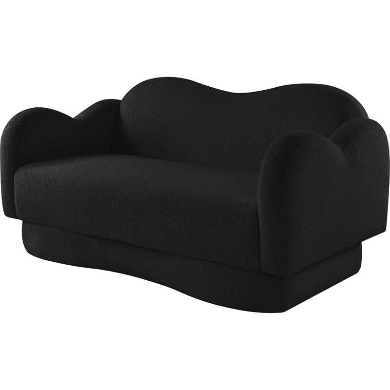 Meridian Furniture Bloom Black Teddy Fabric Loveseat