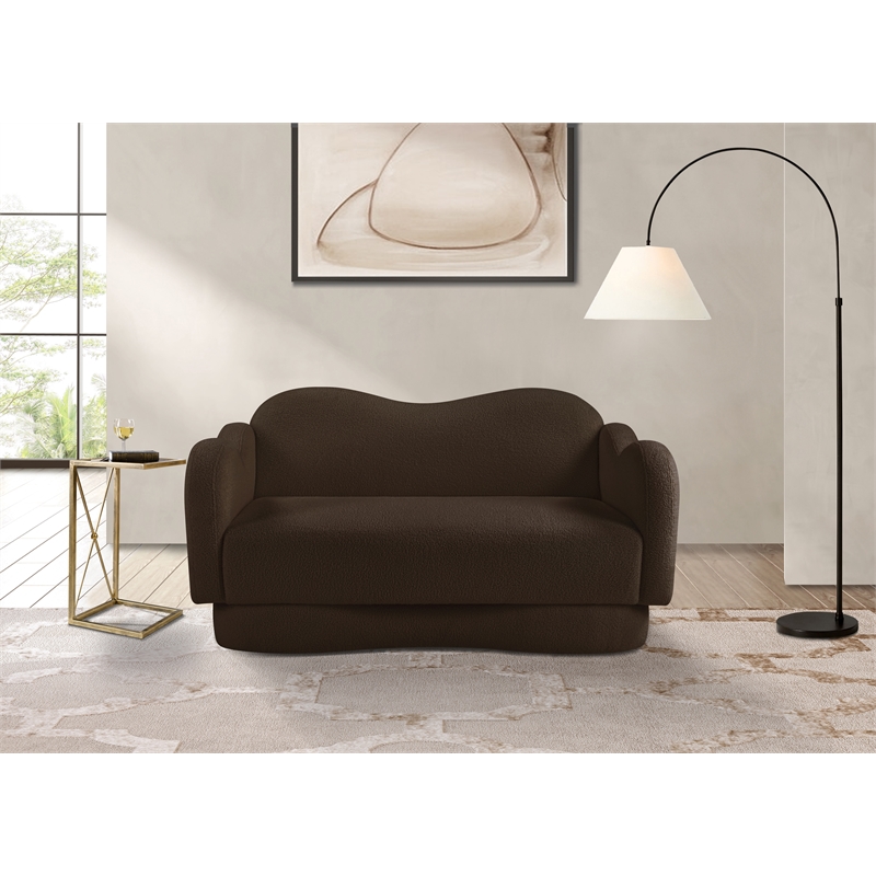 Meridian Furniture Bloom Brown Teddy Fabric Loveseat
