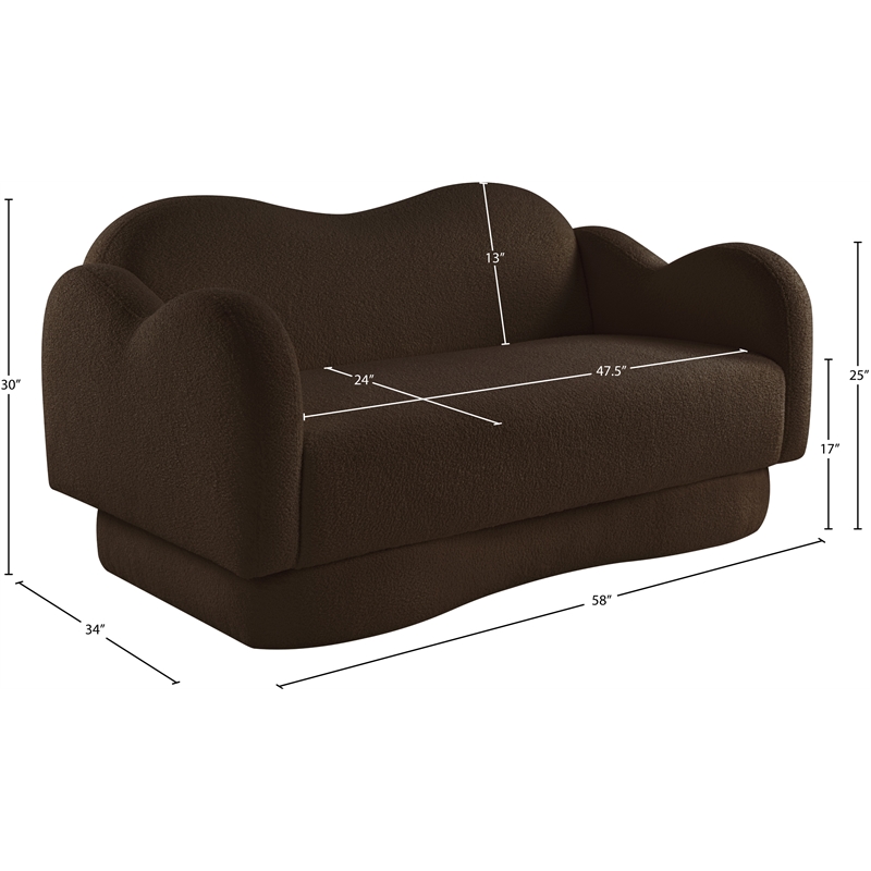 Meridian Furniture Bloom Brown Teddy Fabric Loveseat