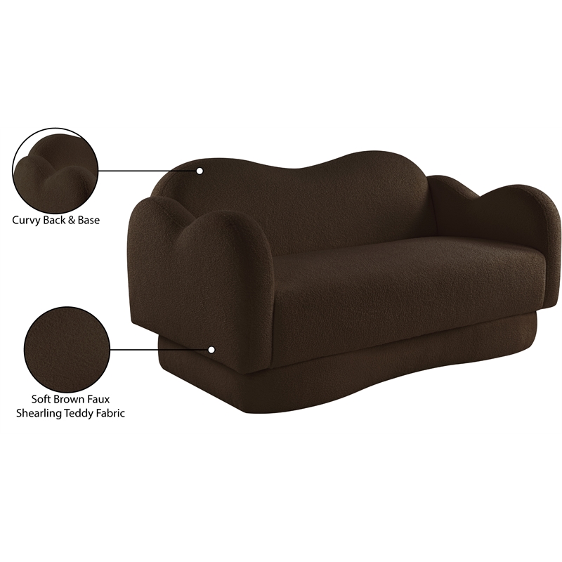 Meridian Furniture Bloom Brown Teddy Fabric Loveseat
