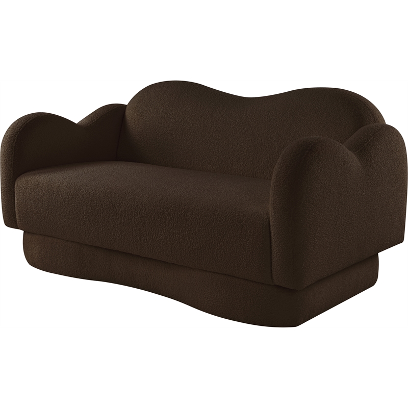 Meridian Furniture Bloom Brown Teddy Fabric Loveseat