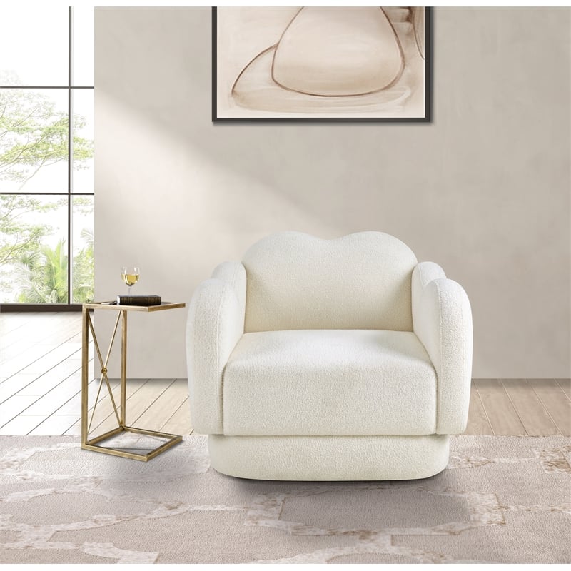 Meridian Furniture Bloom Cream Teddy Fabric Chair