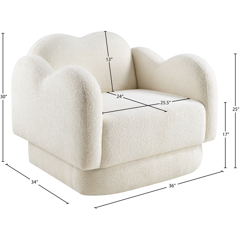 Meridian Furniture Bloom Cream Teddy Fabric Chair