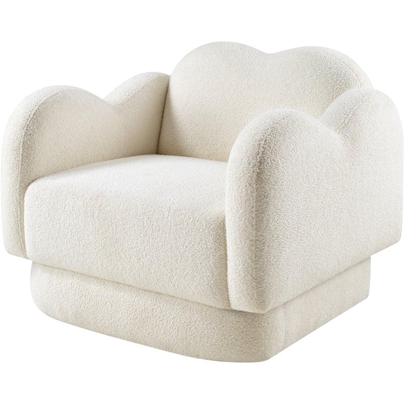 Meridian Furniture Bloom Cream Teddy Fabric Chair
