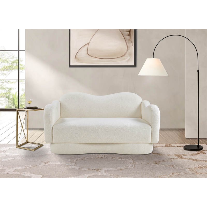 Meridian Furniture Bloom Cream Teddy Fabric Loveseat