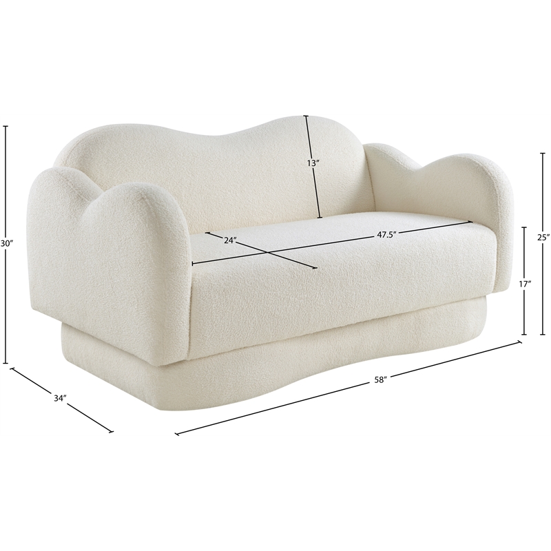 Meridian Furniture Bloom Cream Teddy Fabric Loveseat