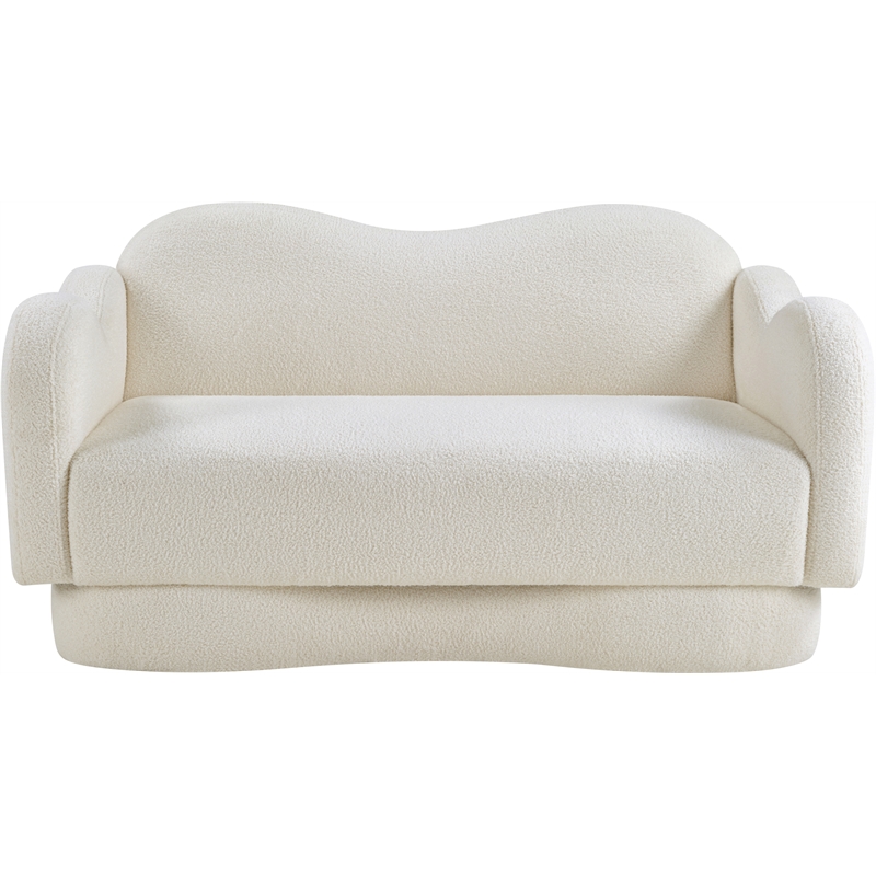 Meridian Furniture Bloom Cream Teddy Fabric Loveseat