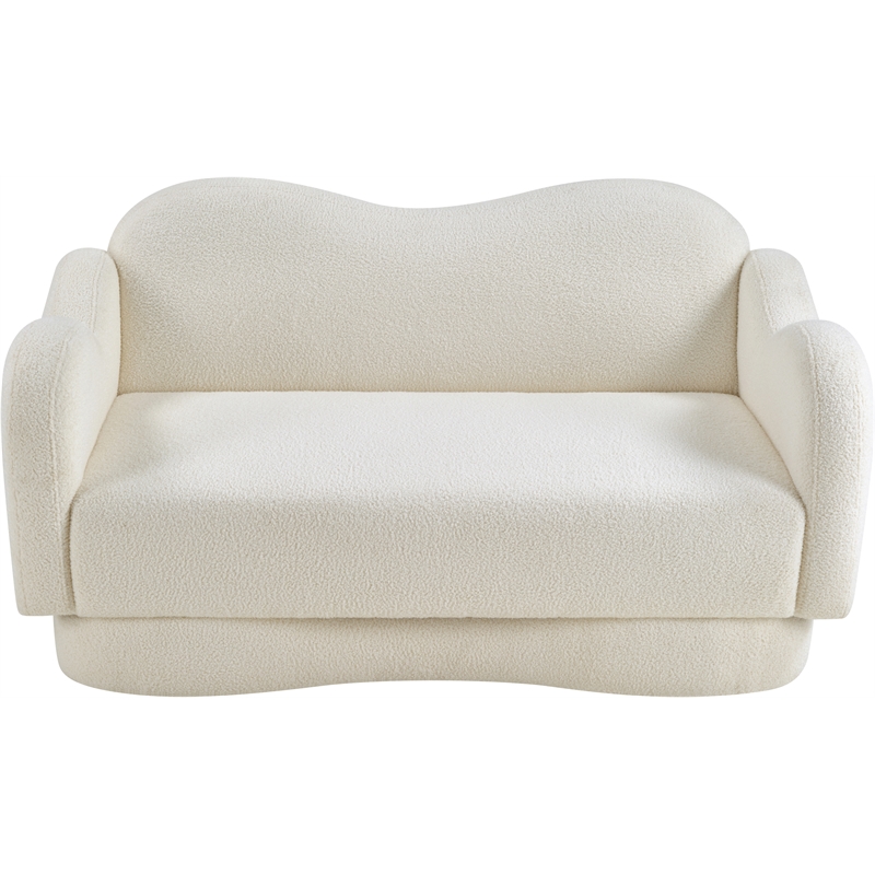 Meridian Furniture Bloom Cream Teddy Fabric Loveseat
