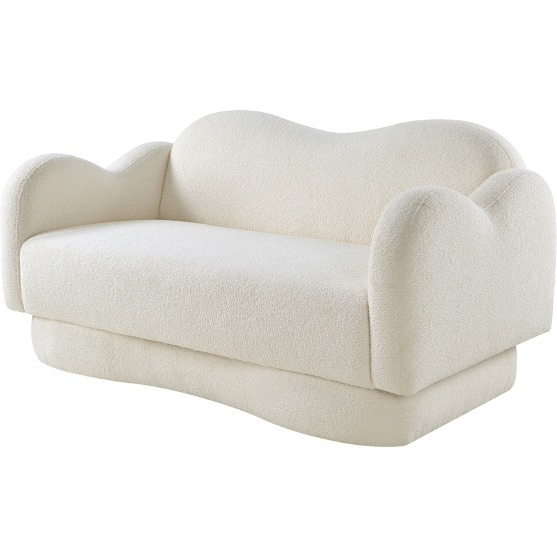 Meridian Furniture Bloom Cream Teddy Fabric Loveseat