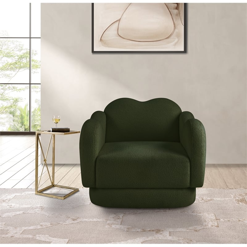 Meridian Furniture Bloom Green Teddy Fabric Chair