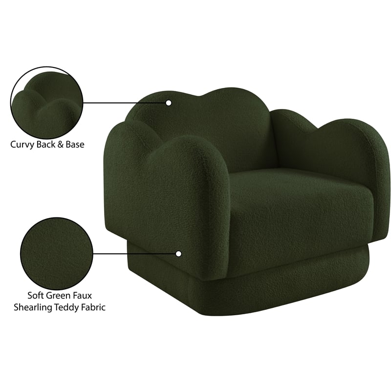 Meridian Furniture Bloom Green Teddy Fabric Chair