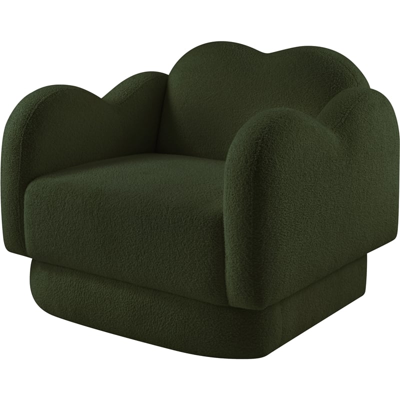 Meridian Furniture Bloom Green Teddy Fabric Chair