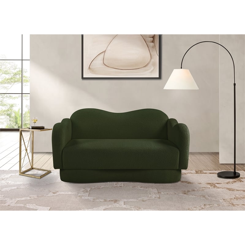 Meridian Furniture Bloom Green Teddy Fabric Loveseat