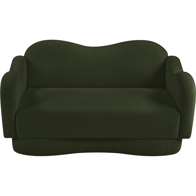 Meridian Furniture Bloom Green Teddy Fabric Loveseat