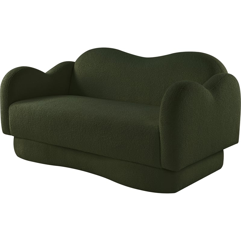 Meridian Furniture Bloom Green Teddy Fabric Loveseat