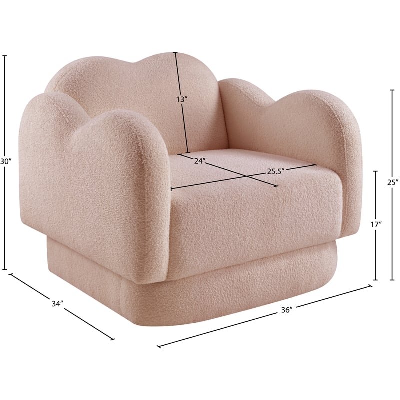 Meridian Furniture Bloom Pink Teddy Fabric Chair
